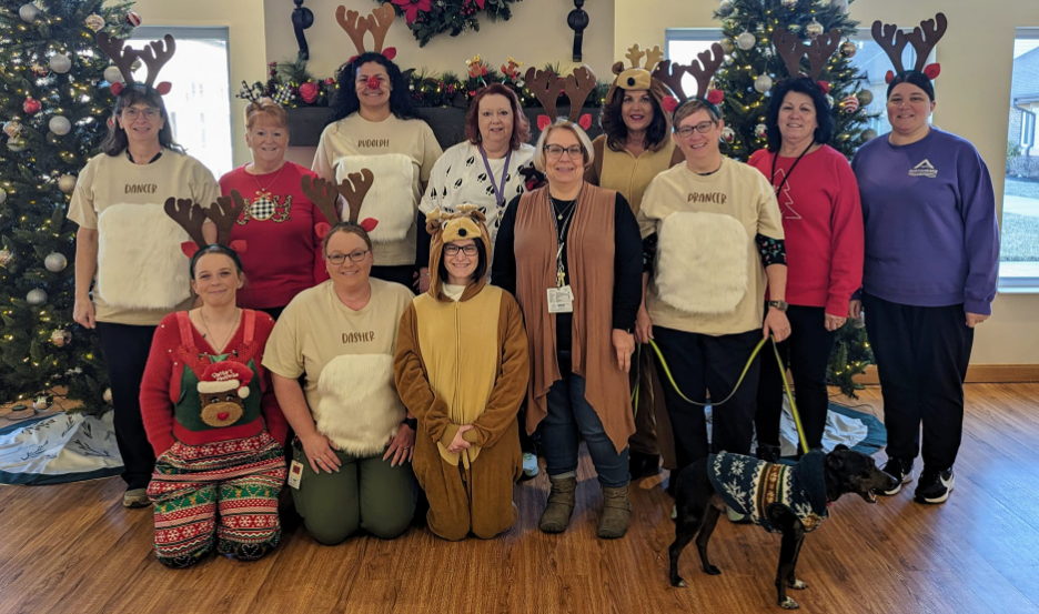 Our staff team dressed up as reindeer this Christmas!